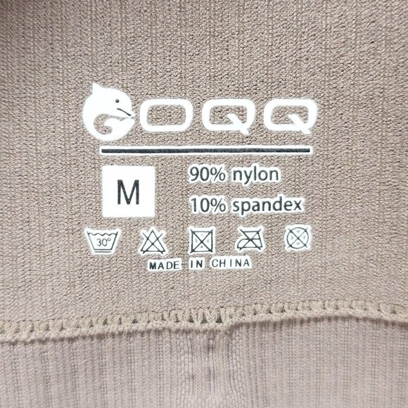 OQQ Long-Sleeve Brown Ribbed Henley Top With Button Detail Size M - Picture 3 of 9